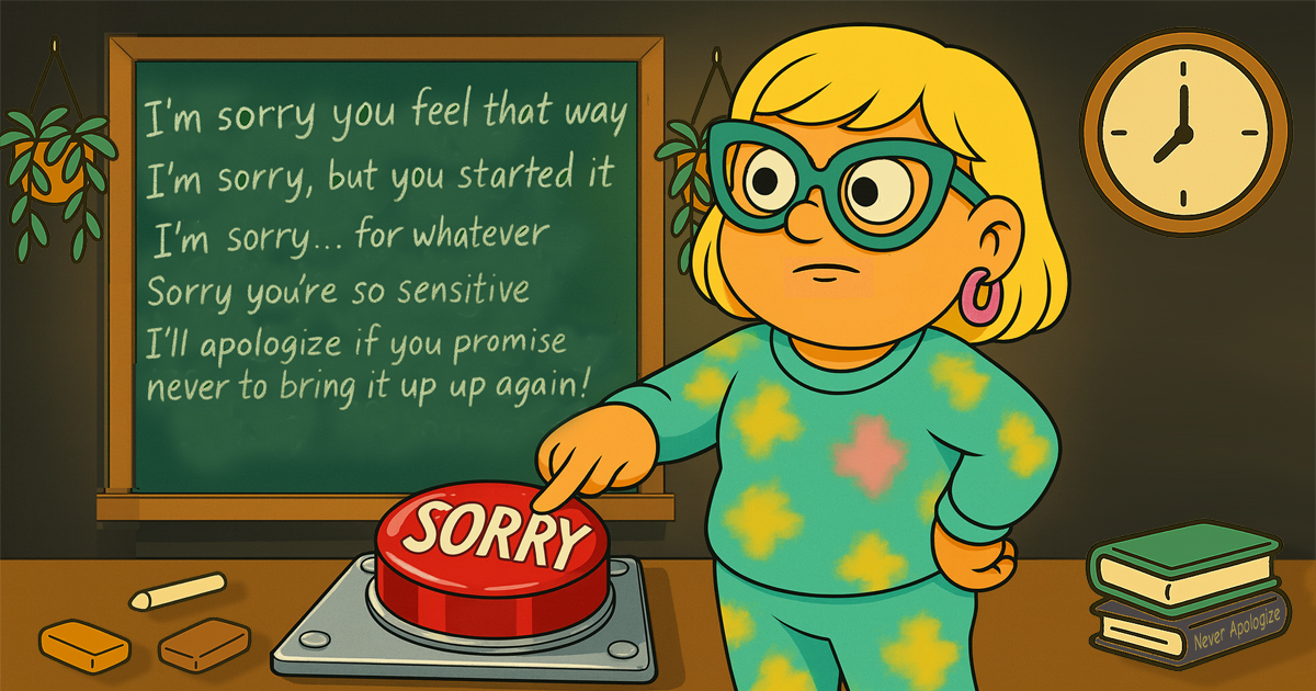 A card that looks like an apology but hides a shrug